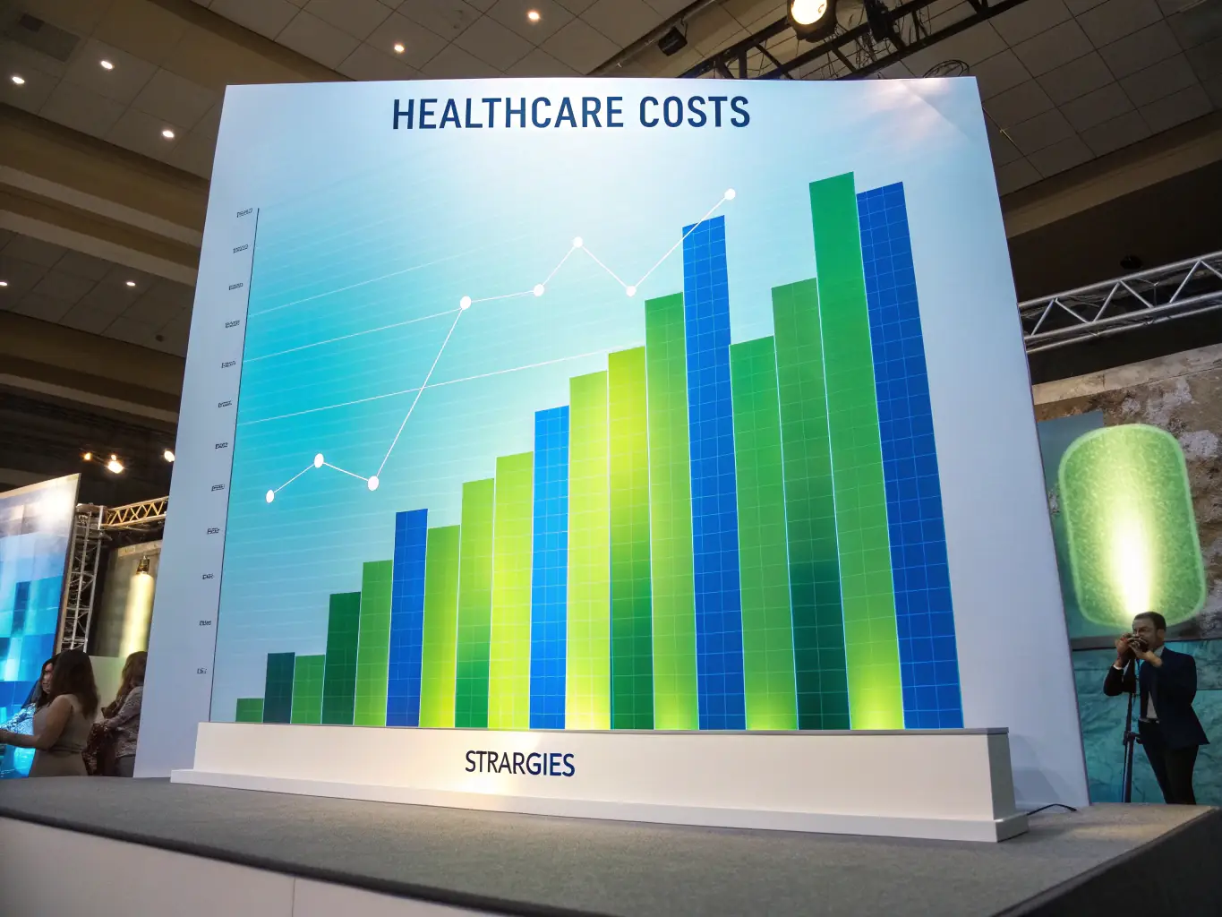 A graph showing a downward trend in healthcare costs, illustrating the cost savings achieved through HUMAN COMPASS MSO's management solutions.